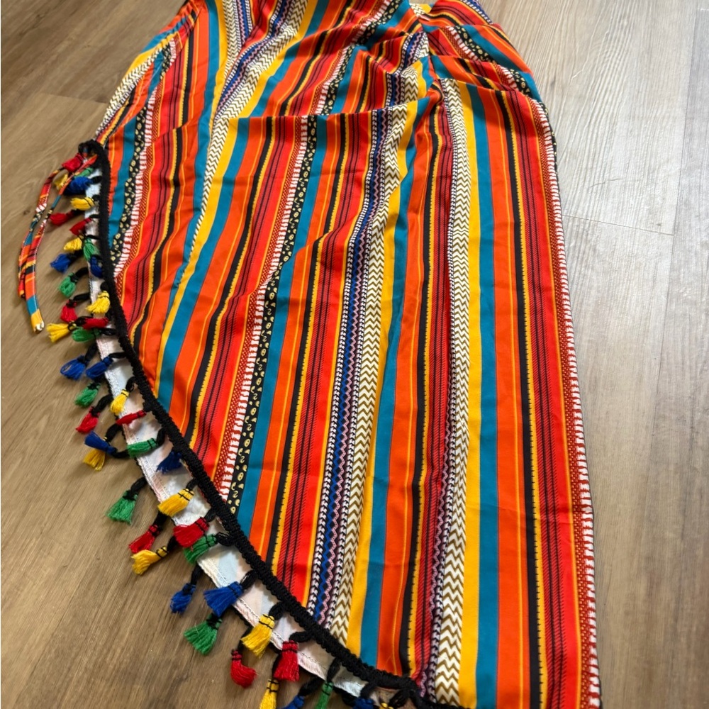 Colorful Striped Tassel Skirt